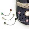 Acessórios para Sandálias Crocs, Pingentes de Corrente com Pedras Preciosas para Sapatos, Decorações DIY de Pérolas para Chinelos, Corrente Destacável com Strass