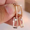 Pendientes Rectangulares Calados Blancos con Microincrustaciones de Diamantes para Mujer Moda Coreana de Gama Alta Versátiles para Celebridades de Internet