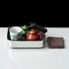 Juego de té para estación de trabajo creativa: una tetera, una taza y un pequeño juego de té para una persona, completo con una bandeja para té, diseñado para uso individual en la oficina