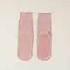 Meias de Yoga com Borda Franzida e Solas Antiderrapantes de Silicone, Meias Femininas de Cano Médio, Finas para Primavera e Outono, Meias Esportivas para Fitness, Pilates