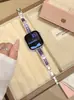 Pulseira de Relógio de Resina com Cravação de Diamante em Forma de Trevo de Quatro Folhas, Metal Cobre, Adequada para Apple Watch iWatch 12ª Geração 11/10