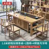 Nuevo Juego de Mesa y Sillas de Té Estilo Chino, Una Mesa y Cinco Sillas, Juego de Kung Fu, Mesa de Café de Oficina de Madera Maciza, Mesa de Té de Color Madera Natural