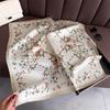 Elegante Lenço de Seda com Estampa Floral Lenço Quadrado Xale de Senso Avançado Protetor Solar Versátil Pescoço Lenço Quadrado Pequeno Lenço Feminino