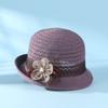 Nuevo Sombrero de Punto Desnatado de Primavera y Verano para Mujer con Flores, Sombrero de Pescador Transpirable con Sombra, Plegable, Moderno, Hueco, Sombrero de Cubo Pequeño