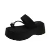 Sandalias de Plataforma Gruesa con Anillo en el Dedo del Pie, Elevadoras de Altura, con Pedrería para Mujer, Nuevo Estilo Verano 2026, Adecuadas para Usar con Faldas, Chanclas de Playa