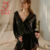 Pijama Sexy Meiliiko Estilo Novio Camisa Dos Piezas Nuevo Encaje Manga Larga Ropa de Casa Traje Tentación 2257