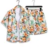 Conjunto de camisa floral de manga corta y shorts para hombre, atuendo casual y elegante de dos piezas para vacaciones en la playa junto al mar, top holgado