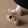 Zapatos planos casuales estilo retro, de punta fina, punta poco profunda, colección otoño 2026, tacón de cuña, suela gruesa, que aumentan la altura, zapatos de mujer estilo Birkenstock