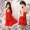 Encanto de Medianoche Sexy Talla Grande Pijama Sexy Encaje Tirantes Espalda Descubierta Camisón Estampado 3036 Suministro del Fabricante Venta al por Mayor