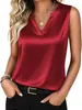 2026 Transfronterizo Europeo y Americano Verano Amazon Camisola de Satén para Mujer Cuello en V Casual Sin Mangas Camisa Top
