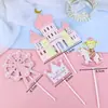 Decoración de Pastel Feliz Cumpleaños para Niños Enchufe Estilo Celebridad de Internet Castillo Molino de Viento Globo Año del Bebé Adornos para Hornear Bandera