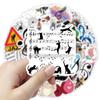 50 piezas de pegatinas de símbolos musicales graffiti decorativas para cuenta de mano, cuaderno, scooter, guitarra, escritorio de computadora, pegatinas impermeables al por mayor