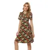 Falda de té francés Amazon nuevo traje cuello de camisa gasa estampada gran vuelo wrap dress falda sexy de playa