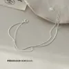 Nalan Prata S925 Exquisito e Simples Estilo Ins Design de Nicho Elegante Dupla Camada Brilhante Contas Osso de Cobra Pulseira S8226