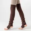 Meias-calças de Algodão Grossas para Outono e Inverno Femininas, Over-the-Knee em Tricô Trançado Quentes para Yoga Fitness, Meias de Cano Alto para Panturrilha