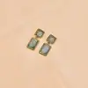 Pendientes Verdes Geométricos Elegantes Franceses, Estilo Palacio Retro Cuadrado Borla Verde Elegante Versátil Empalme Pendientes Cuadrados
