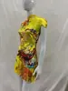 294040 Nuevo vestido cheongsam mejorado de estilo chino con cuello alto, cierre de botones, espalda abierta, estampado floral y de pájaros, volantes irregulares