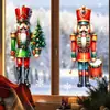 Adesivos Estáticos de Janela de Natal Soldado Quebra-Nozes Laço Bolas de Natal Adesivos de Vidro Decoração de Atmosfera Festiva
