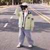 Jaqueta com Capuz Xadrez Infantil para Meninos Estilo Coreano Jaqueta Casual Bonita Infantil Roupa de Outono para Bebê Top