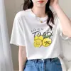 Camiseta Feminina de Manga Curta em Seda de Leite Estilo Coreano Soltinho Ins Versátil Tendência Estampada Soltinha Efeito Emagrecedor Tops para Mulheres