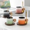 Creative Gradient Ceramic Coffee Cup Light Luxury High-end Acompanhando Caneca de Presente com Pires Caixa de Presente
