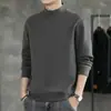 Moletom Térmico Masculino Outono/Inverno 2023 Novo Estilo Forrado com Fleece Espessado Camada Base Tendência Estilo Ins Top Masculino Gola Alta Meio Manga