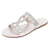 Sandalias Bohemias Nuevas de Primavera 2025 de Punta Redonda Sandalias Planas Sandalias para Mujer con Pedrería Transfronterizas de Talla Grande Sandalias para Mujer