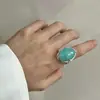 Anillo de Cristal Verde Menta Fresco y Audaz de Nuevo Estilo para Mujer, Diseño Único y Versátil, Anillo Abierto Ajustable para Mujer