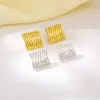Brincos Quadrados Assimétricos de Novo Estilo de Verão Brincos Metálicos com Listras da Moda Europeus e Americanos Brincos