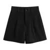 2025 Nova Moda Outono Confortável Cintura Alta Slim Pregueado Calças Largas Design Casual Shorts de Alfaiataria para Mulheres