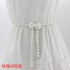 Vestido Doce Estilo Coreano Feminino Corrente de Pérolas na Cintura Moda Feminina Cinto Fino Decorativo Nove Geração de Cabelo