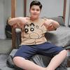Pijama infantil fofo para meninos, verão, fino, manga curta, algodão, verão, fofo, crianças grandes, plus size, roupas para ar condicionado para meninos, conjunto