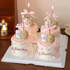 Día de San Valentín Chino Pareja de Dibujos Animados Reparar Perro Decoración de Pastel Adornos Corazón Corazón Acrílico Pareja Confesión Enchufe