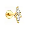 Brincos de liga de titânio F136/aço inoxidável, corrente de osso da orelha com fundo plano, zircônia em formato de diamante, joia de piercing roscada estendida em estoque
