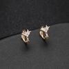 Pendientes franceses de oro de 14 quilates con forma de flor de amor y circonitas, chapados en cobre y oro, joyería para mujer al por mayor.