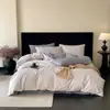 Novo conjunto de cama de luxo e alta qualidade, espesso, 100% algodão acetinado, com quatro peças: lençol de cima, lençol com elástico e fronhas