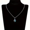 Temu Venta Caliente Nuevo Producto Transfronterizo Collar de Mujer de Cristal Azul Colgante Lágrima de Ángel Venta Directa de Fábrica