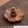Portaincienso Sólido de Madera Estilo Chino, Portaincienso Vintage de Madera de Nogal, Bandeja Creativa Redonda para Incienso Base de Sándalo para Ceremonia del Té del Hogar