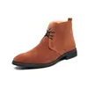 Botines Chelsea con Cordones Retro Británico Nuevos Zapatos de Cuero de Punta Alta Moda Masculina Botines Tobilleros Trendy Casual de Negocios