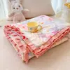 Versión Coreana 2026 Encaje Francés Estampado Floral Madre-Hijo Algodón Puro Doble Capa de Gasa Colcha de Verano Estilo Princesa Fresca Colcha Refrigerante de Verano