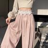 Pantalones de Traje Vintage Elasto de Cintura Alta para Mujer Otoño Sueltos Pierna Ancha Combinan con Todo Casual Rectos