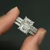 Fabricante Cao Shi Atacado Aliexpress Anel Conjunto de Três Peças Casamento Noivado Ocasiões Usar Joias Elegante Estilo de Luxo