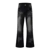 Pressionados levemente, desgastados pelo vento, textura de bigode de gato branco, rebites, levemente alargados, jeans, nova coleção de outono, retrô Y2K, corte slim, calça comprida casual
