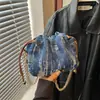Bolsa Saco com Cordão de Corrente Simples Moda Transfronteiriça para Mulheres 2026 Novo Estilo Coreano Nicho Elegante Bolsa de Ombro Transversal