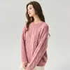 Suéter Grueso de Cachemir y Seda de Morera para Otoño e Invierno, para Mujer, de Punto Grueso Trenzado Grande, Cuello Redondo, Estilo Holgado Perezoso, Ropa de Abrigo de Punto Suave y Lisa