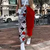 Pantalones Europeos y Americanos Transfronterizos para Mujer Otoño e Invierno Nuevos Pantalones Deportivos Holgados de Fitness con Estampado Navideño Europeo y Americano