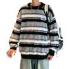 Tejido de Punto de Terciopelo de Visón de Cuello Redondo para Hombre y Mujer Invierno Rayado en Contraste Suelto Versátil Tejido de Punto en Tendencia Marca Tejido de Punto en Tendencia Hombre