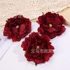 Simulación de flor de peonía quemada, accesorios para el cabello Hanfu, material para bricolaje, flor hecha a mano, caja de flores, material para boda, flor