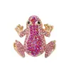 Broche de sapo de luxo leve de alta qualidade com diamantes completos, eco-friendly, best-seller transfronteiriço, broche de animal fofo, acessório de casaco feminino