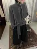 Cardigã de malha com gola alta estilo coreano, amarração na cintura, novo casaco suéter elegante para outono e inverno de 2026, para mulheres, importado